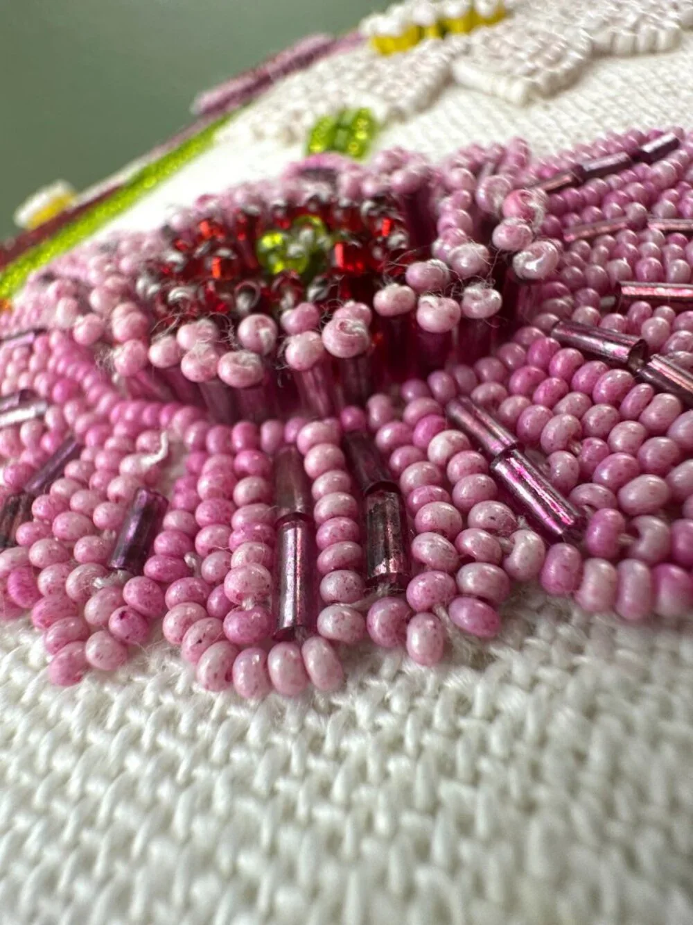 Jonathan Adler Beaded Hand Flower Bouquet Gun Lumbar Linen Down Pillow